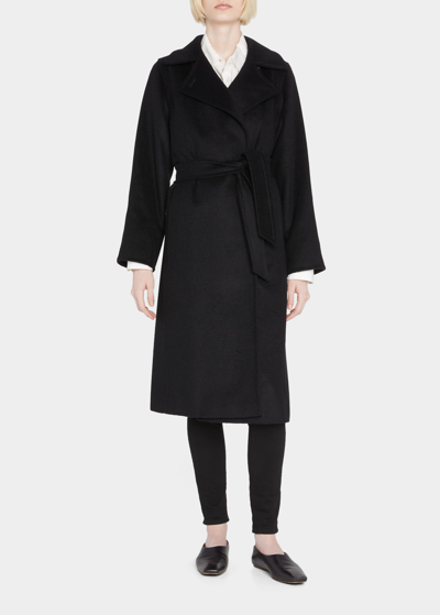 Shop Max Mara Manuela Wool Wrap Coat, Black