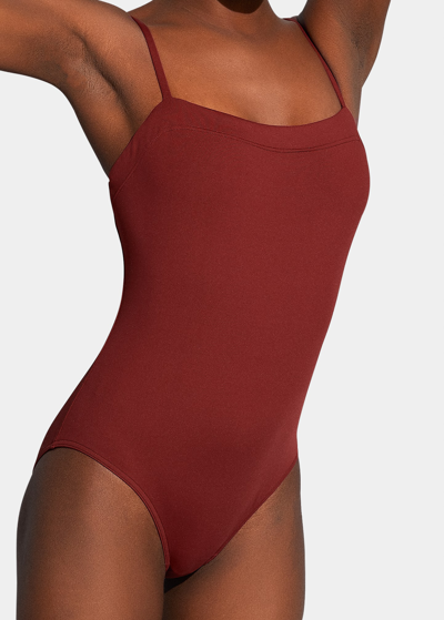 Shop Eres Aquarelle One-piece Swimsuit With Thin Straps In Mediterranee