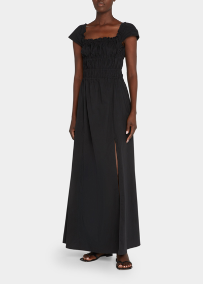 Shop Altuzarra Lily Shirred Side-slit Maxi Dress In Black