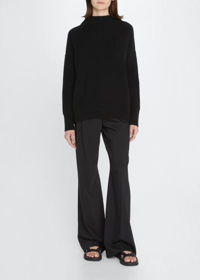 Shop Vince Boiled Cashmere Funnel-neck Sweater In Black