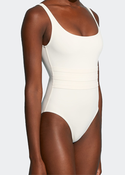 Shop Eres Asia Scoop-neck One-piece Swimsuit With Waistband Detail In Laurier Rose