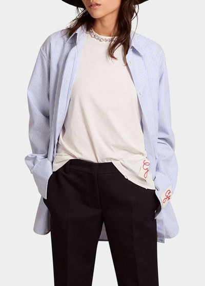 Golden Goose Striped Boyfriend Button-front Shirt In White Infinity