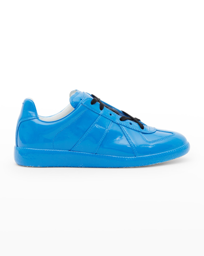 Shop Maison Margiela Replica Patent Leather Low-top Sneakers In T6046 Dazzling Bl