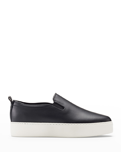 Shop Koio Jesi Leather Slip-on Flatform Sneakers In Onyx