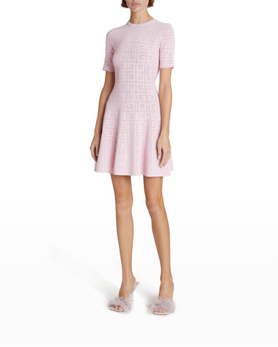 Shop Givenchy 4g Pointelle Mini Dress In Light Pink