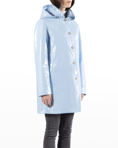 Shop Jane Post Iconic Princess Rain Slicker Coat In Sky Blue