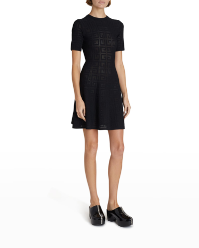 Shop Givenchy 4g Pointelle Mini Dress In Black