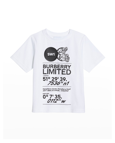 Shop Burberry Kid's Joel House Codes-print T-shirt In White