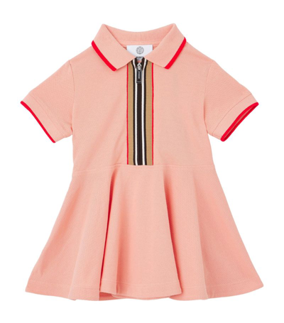 Shop Burberry Kids Icon Stripe-detail Polo Dress (6-24 Months) In Pink