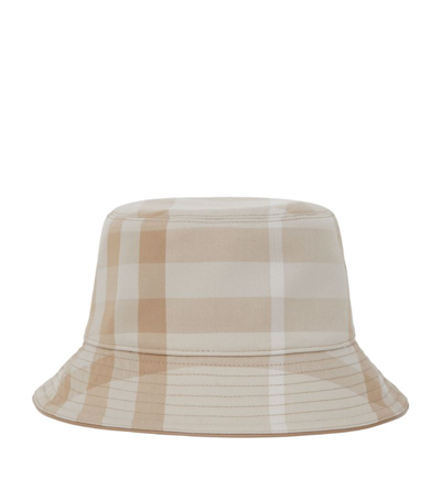 Shop Burberry Cotton Check Bucket Hat In Neutrals