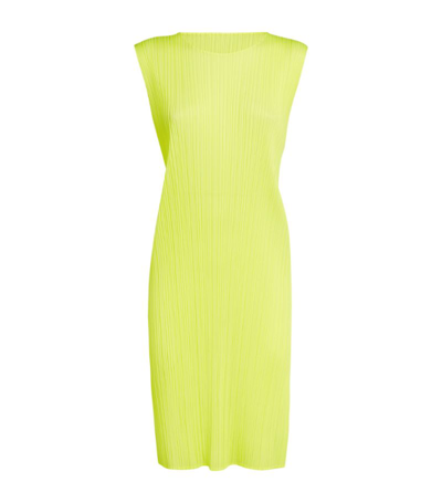 Shop Issey Miyake Pleated Bouquet Colors Midi Dress In Yellow