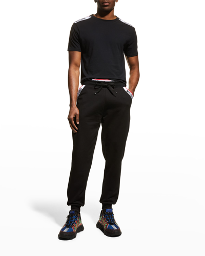 Shop Moschino Men's Logo-trim Home Jogger Pants In Black