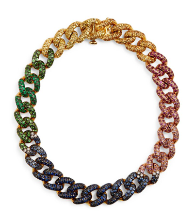 Shop Shay Mixed Gold And Rainbow Gemstone Links Bracelet In Multi