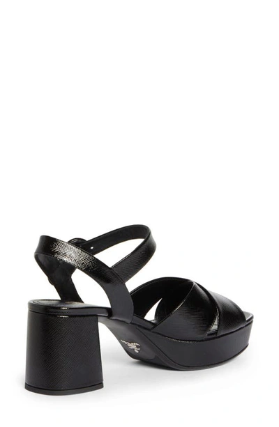 Shop Prada Crisscross Platform Sandal In Nero