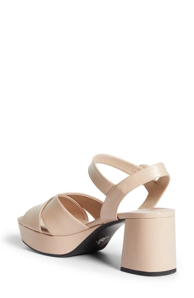 Shop Prada Crisscross Platform Sandal In Cipria