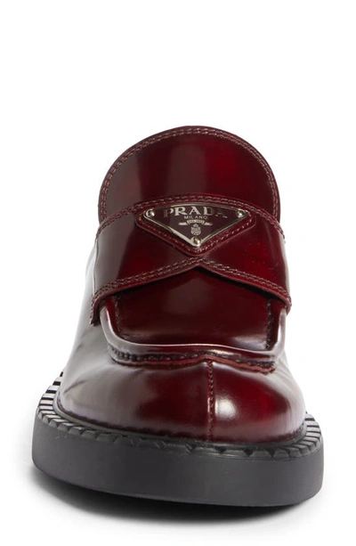 Shop Prada Triangle Logo Loafer In Porpora Fume