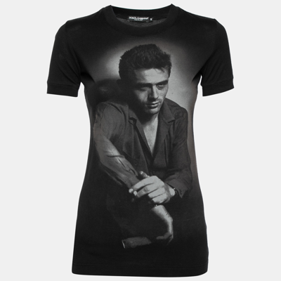 Pre-owned Dolce & Gabbana Black Cotton James Dean Printed T-shirt S