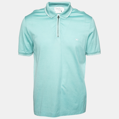 Pre-owned Ferragamo Mint Green Cotton Short Sleeve Polo T-shirt Xl