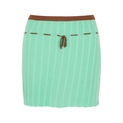Shop Gimaguas Macondo Turquoise Fine-knit Mini Skirt