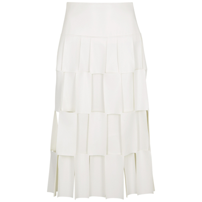 Shop A.w.a.k.e. White Layered Faux Leather Midi Skirt