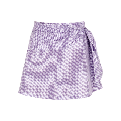 Shop Stefania Vaidani Vichy Purple Gingham Cotton Mini Skirt In Lilac