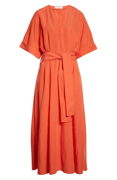 Vince Belted Tencel Lyocell-blend Maxi Dress In Burnt Orchid
