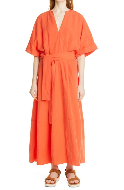 Vince Belted Tencel Lyocell-blend Maxi Dress In Burnt Orchid