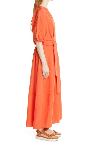 Vince Belted Tencel Lyocell-blend Maxi Dress In Burnt Orchid