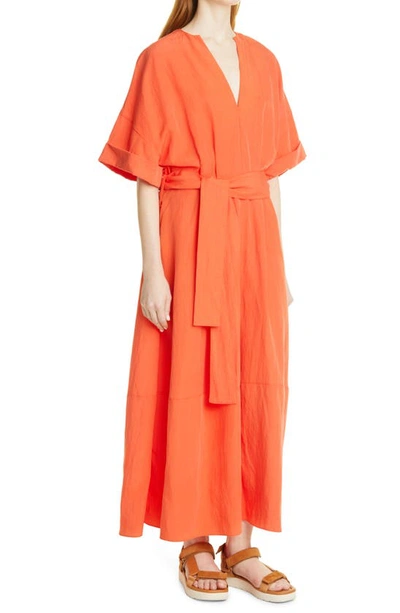 Vince Belted Tencel Lyocell-blend Maxi Dress In Burnt Orchid