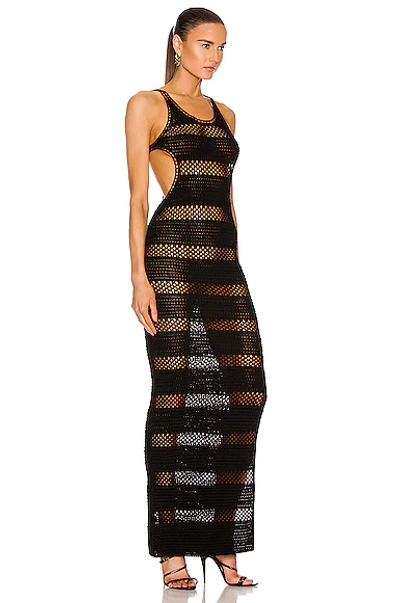 Shop Saint Laurent Crochet Raye Dress In Noir