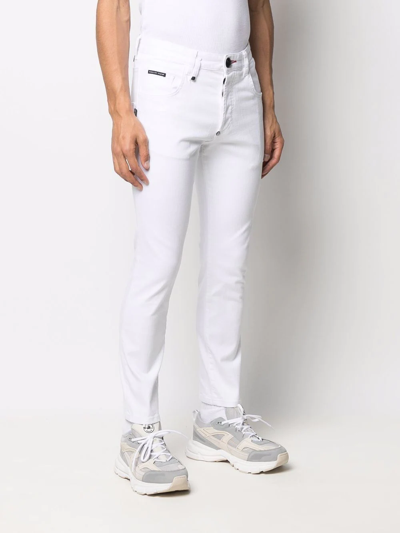 Shop Philipp Plein Five-pocket Skinny Jeans In White