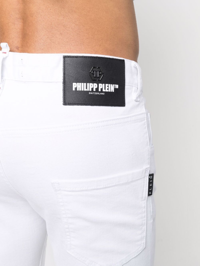 Shop Philipp Plein Five-pocket Skinny Jeans In White