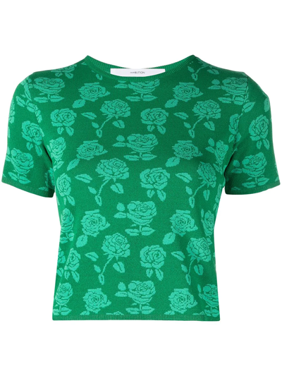 玫瑰图案针织上衣