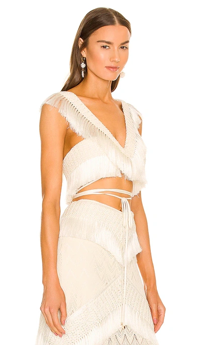 Shop Patbo Fringe Trim Cropped Top In Ivory