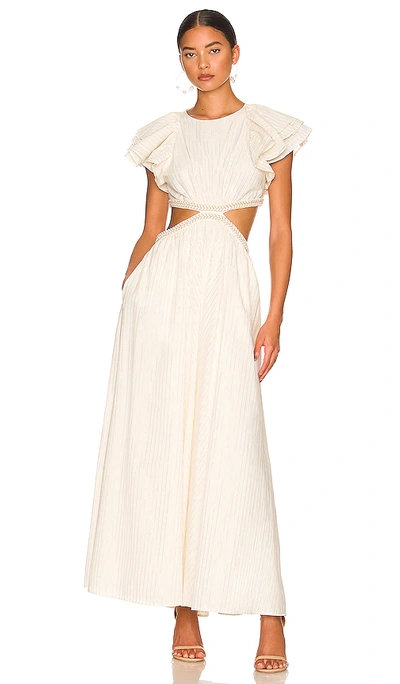 Shop Zimmermann Cut Out Ruffle Dress In Ivory