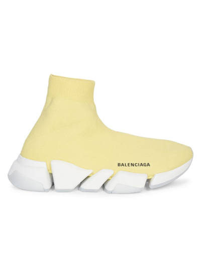 Shop Balenciaga Women's Speed 2.0 Clear Sole Sneakers In Light Yellow