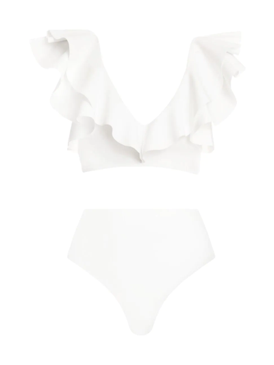 Shop Maygel Coronel Women's Mila Ruffled Bikini Set In White