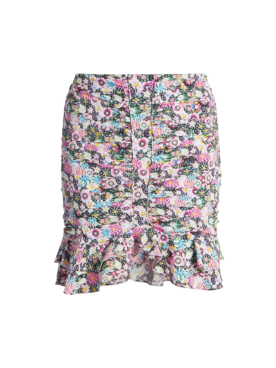 Shop Isabel Marant Women's Milendi Ruched Silk-blend Miniskirt In Pink