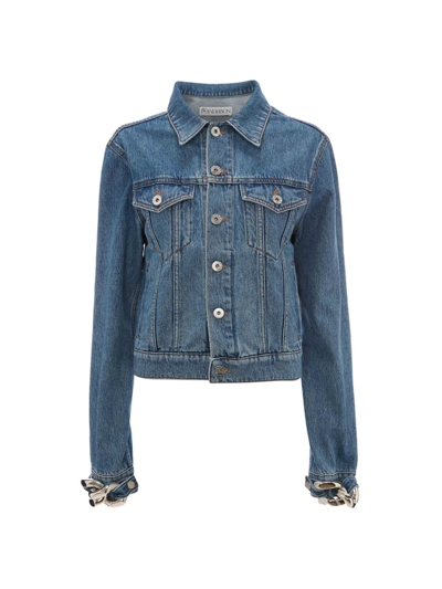 Shop Jw Anderson Chain Link Jean Jacket In Light Blue