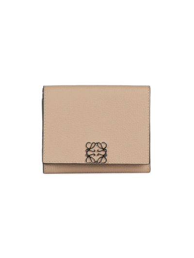 Shop Loewe Women's Anagram Leather Trifold Wallet In Sand