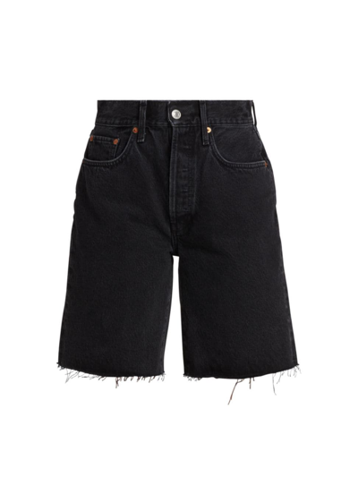 Shop Re/done Women's 90s Distressed Jean Shorts In Shaded Black