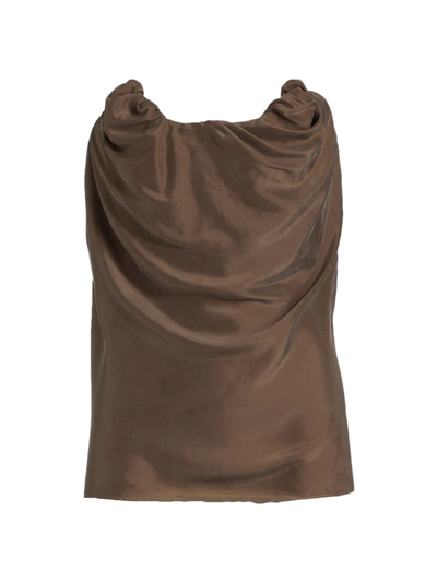 Shop Totême Women's Moulage Silk Tube Top In Saddle Brown