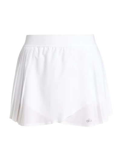 Shop Alo Yoga Women's Aces Wrap-effect Tennis Skirt In White