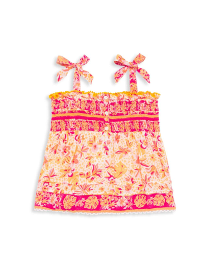 Shop Poupette St Barth Little Girl's & Girl's Cindy Top In Pink Floral
