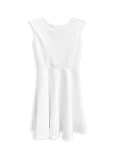 Shop Un Deux Trois Girl's Textured Cap Sleeve Dress In Ivory