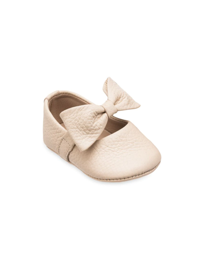 Shop Elephantito Baby Girl's Leather Bow Ballerina Shoes In Cream