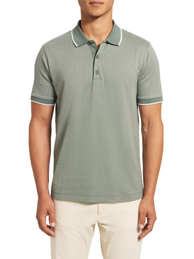 Shop Theory Contrast Comfort-fit Polo Shirt In Balsam Green