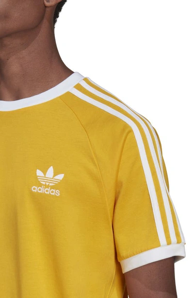 Shop Adidas Originals Adicolor 3-stripes Cotton T-shirt In Gold
