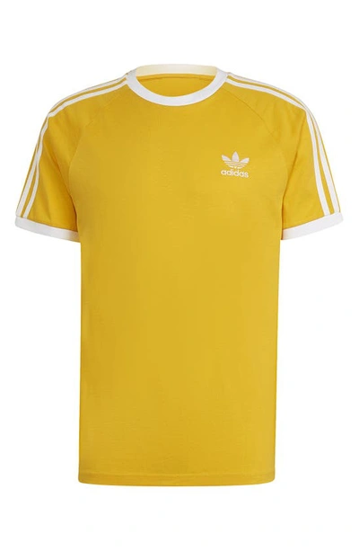Shop Adidas Originals Adicolor 3-stripes Cotton T-shirt In Gold