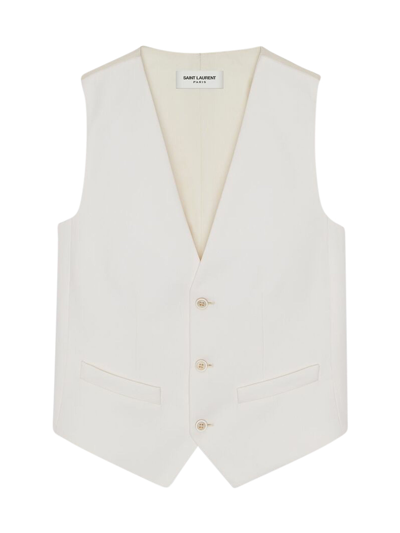 Shop Saint Laurent Vest In Grain De Poudre In Nude & Neutrals